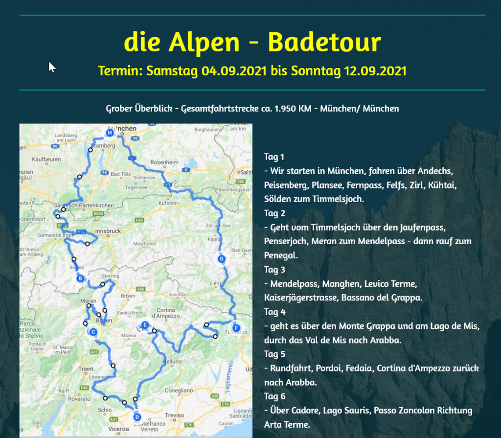Rundkurs Alpen-Badetour 2021 mit Gipfelstuermer-Touren